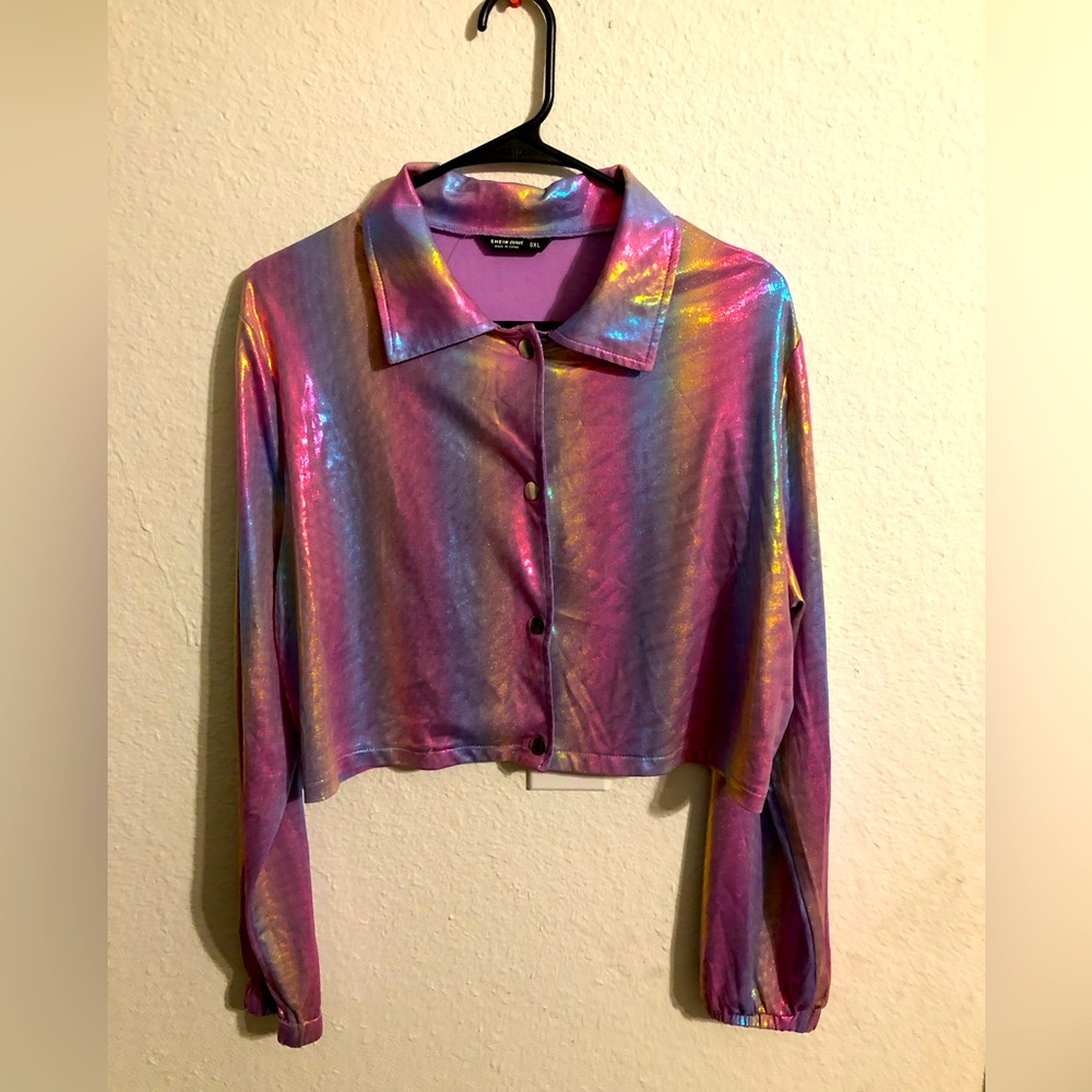 Rainbow Chrome Cropped Jacket